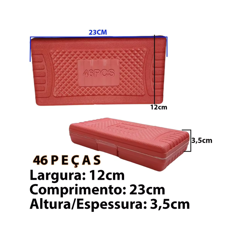 Conjunto de Chaves Soquetes com Catraca Profissional – 46 Peças