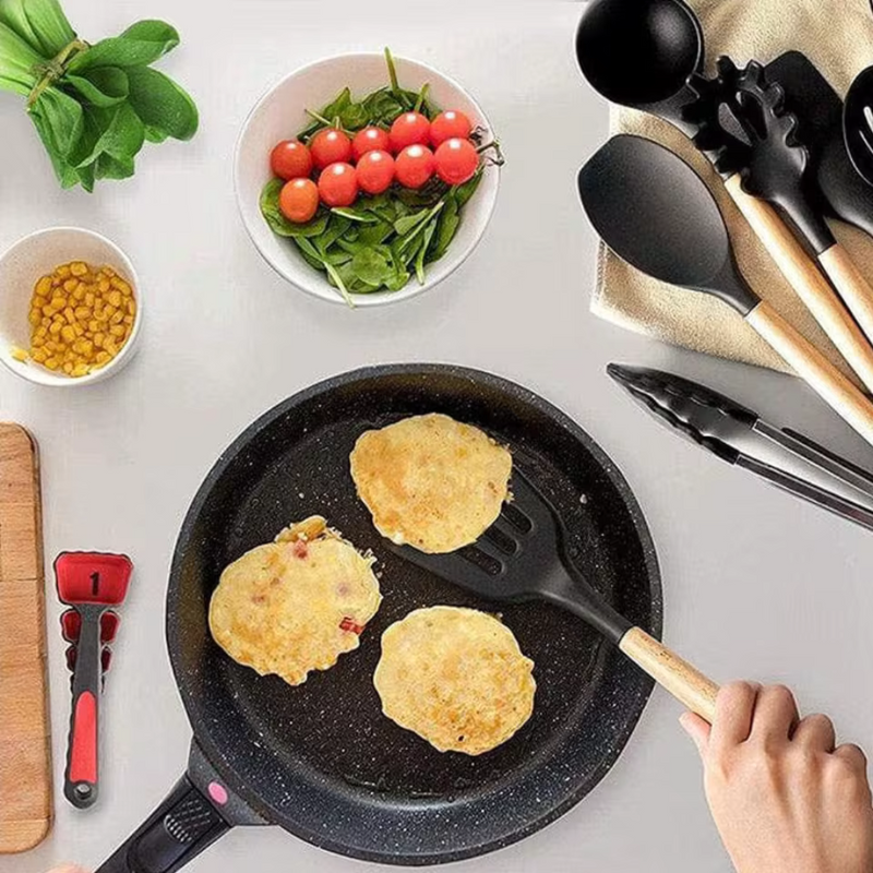 Kit Premium de Utensílios de Cozinha – 12 Peças + Pote de Brinde